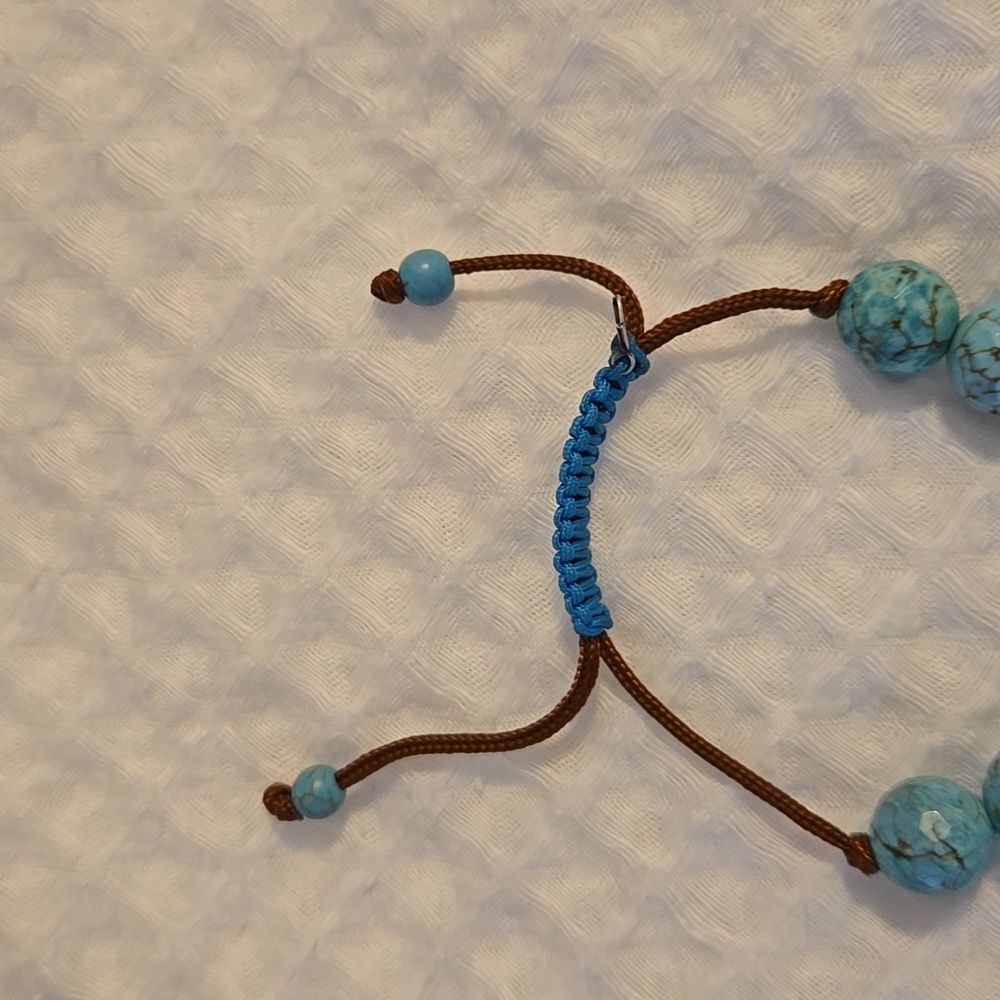SILPADA Sterling Silver .925 Turquoise Faceted Bead Brown String Bracelet - Picture 3 of 3